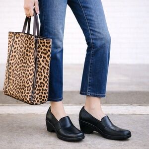 Clarks Black Leather Loafers Platform Heels · Women’s 8.5